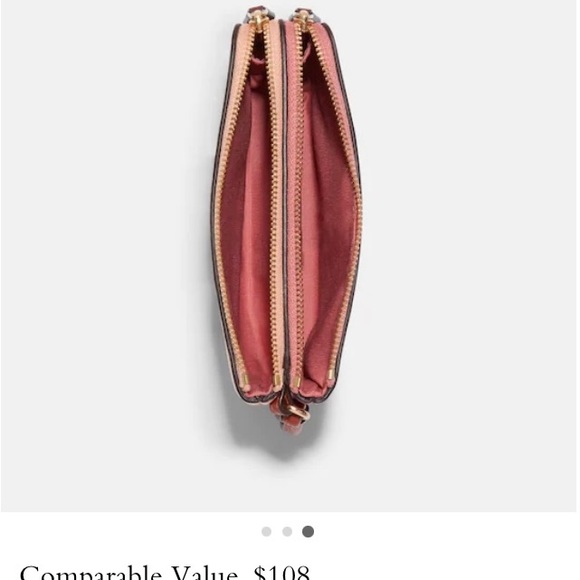 Coach double wristlet in colorblock Gold/faded blush multi. - Picture 6 of 7